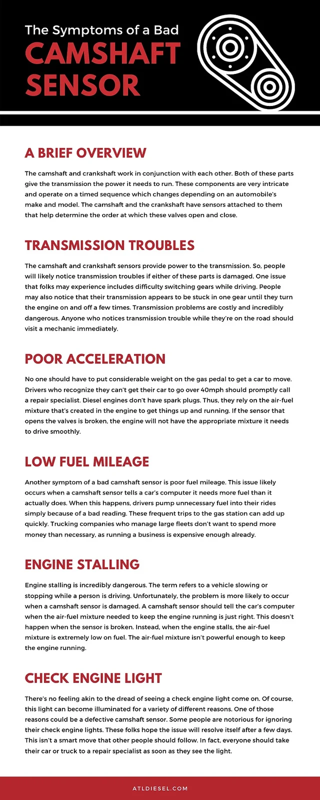 How a Camshaft Sensor Failure Changes Engine Performance - what are symptoms of a bad camshaft sensor